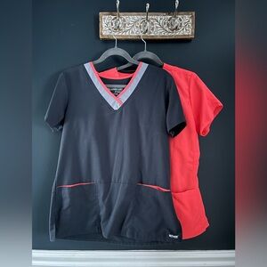 Grey's Anatomy Vivid Salmon Pink Scrub Set